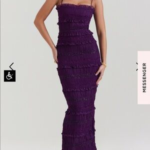 Grape Sequin Pleat Corset Dress